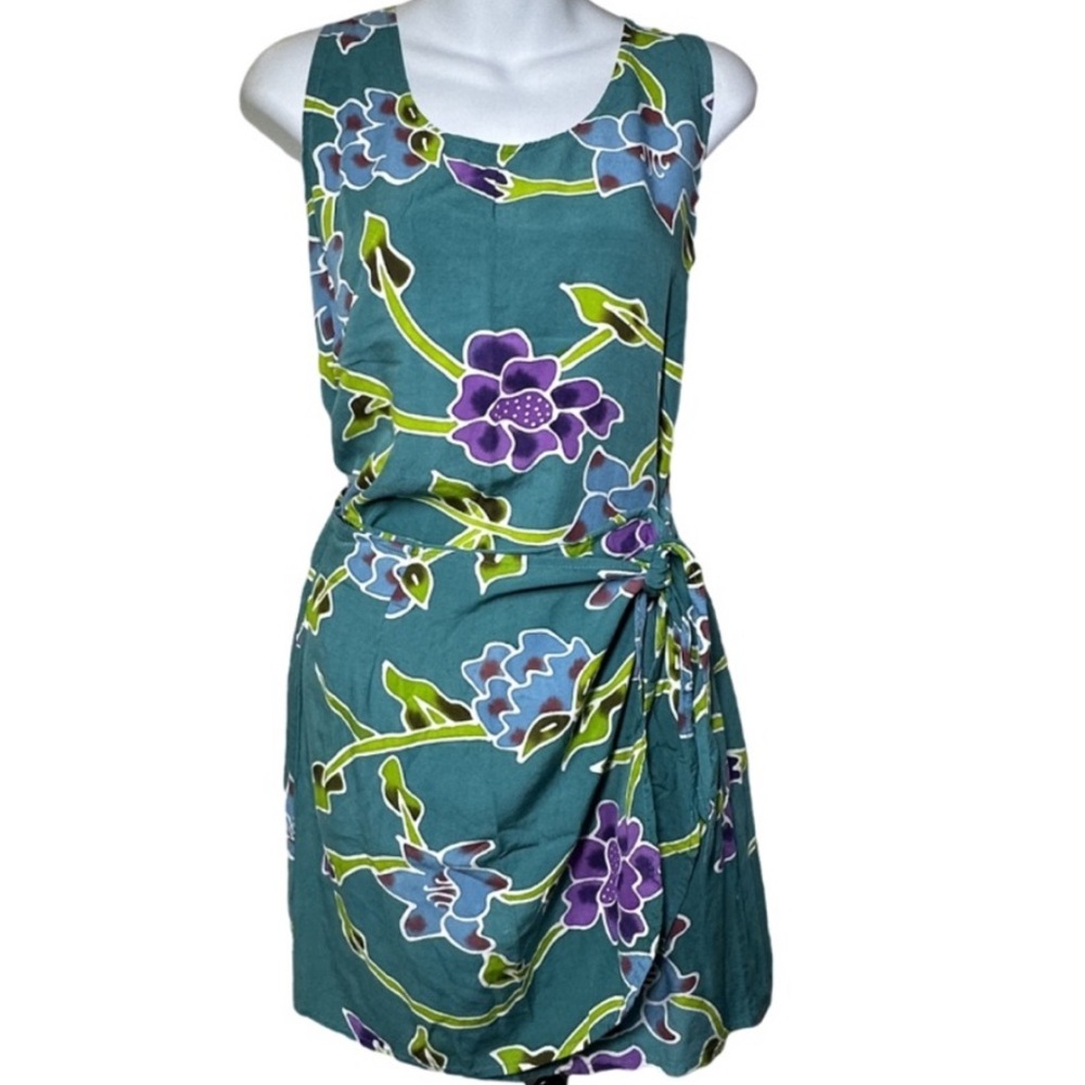 VTG Set Mini Wrap Skirt Tank Floral Batik Tropical Beach Vacation Island Resort